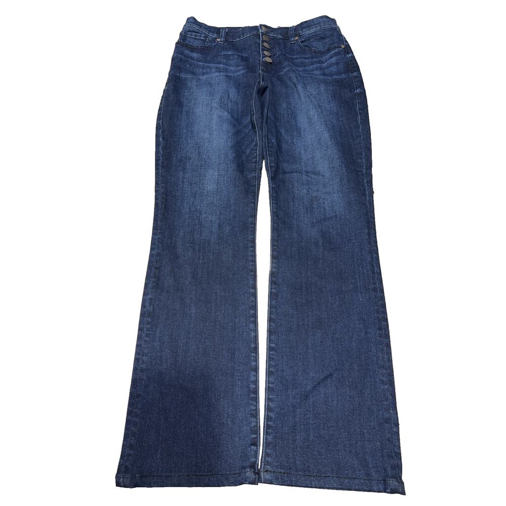 CAbi Button Fly Flare Jeans 4/27 Women's Dark Wash Button Flare Denim Style 4327